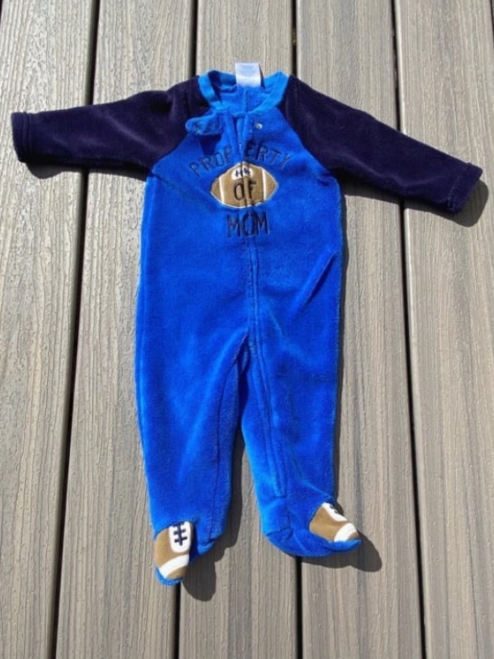 Baby Boy Football “property of mom’ one piece